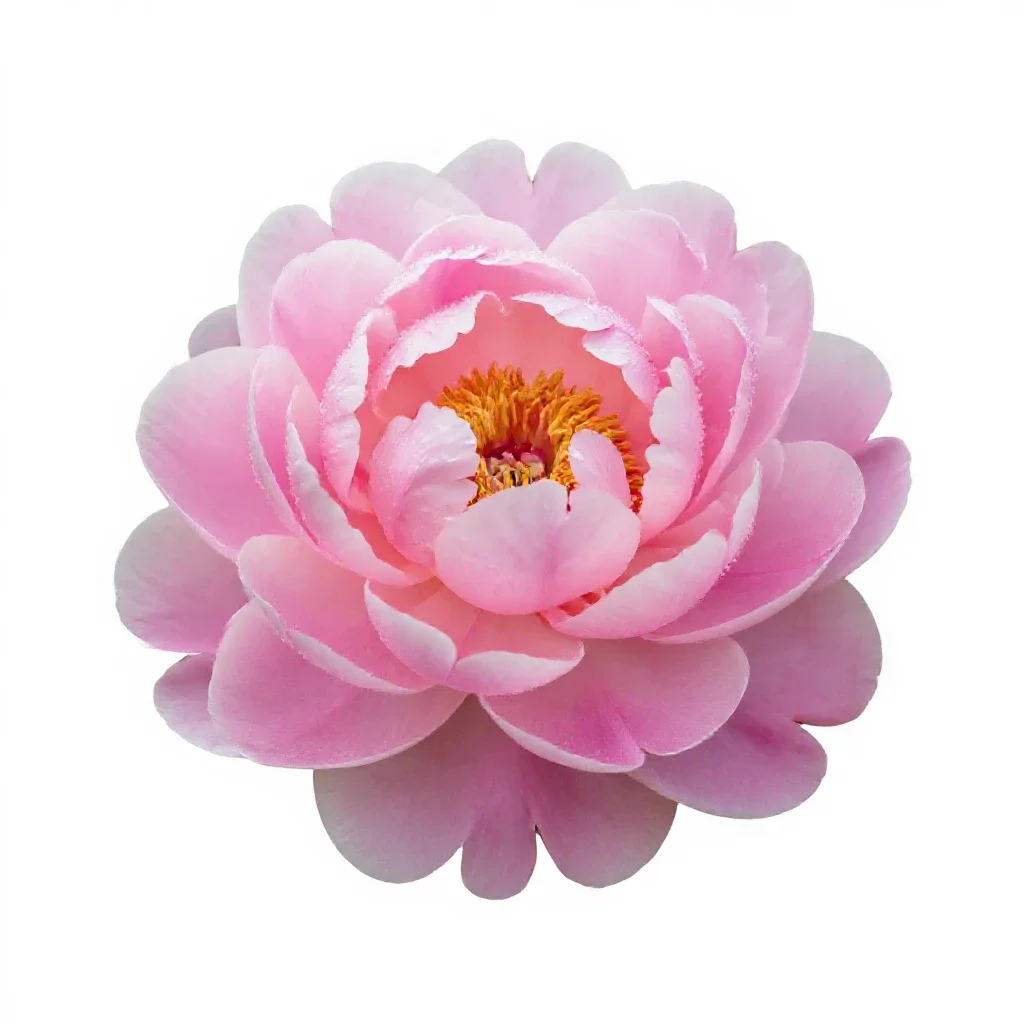 Peony in full bloom isolated on a white background