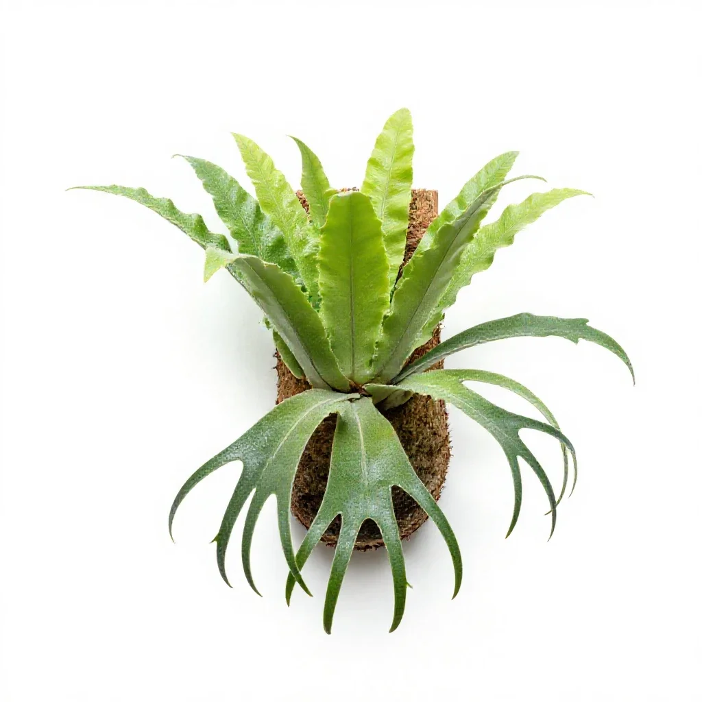 Staghorn fern mounted isolated on a white background