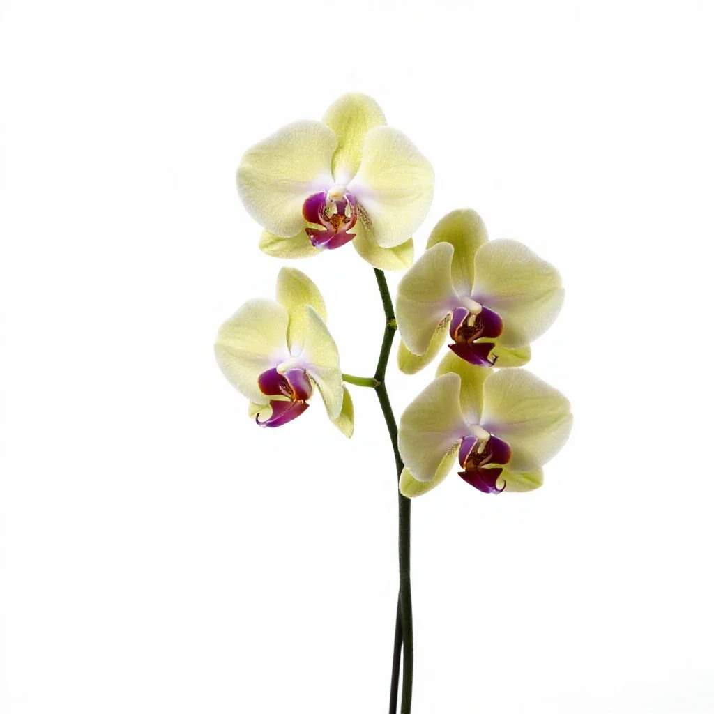 Orchid with arching stems isolated on a white background