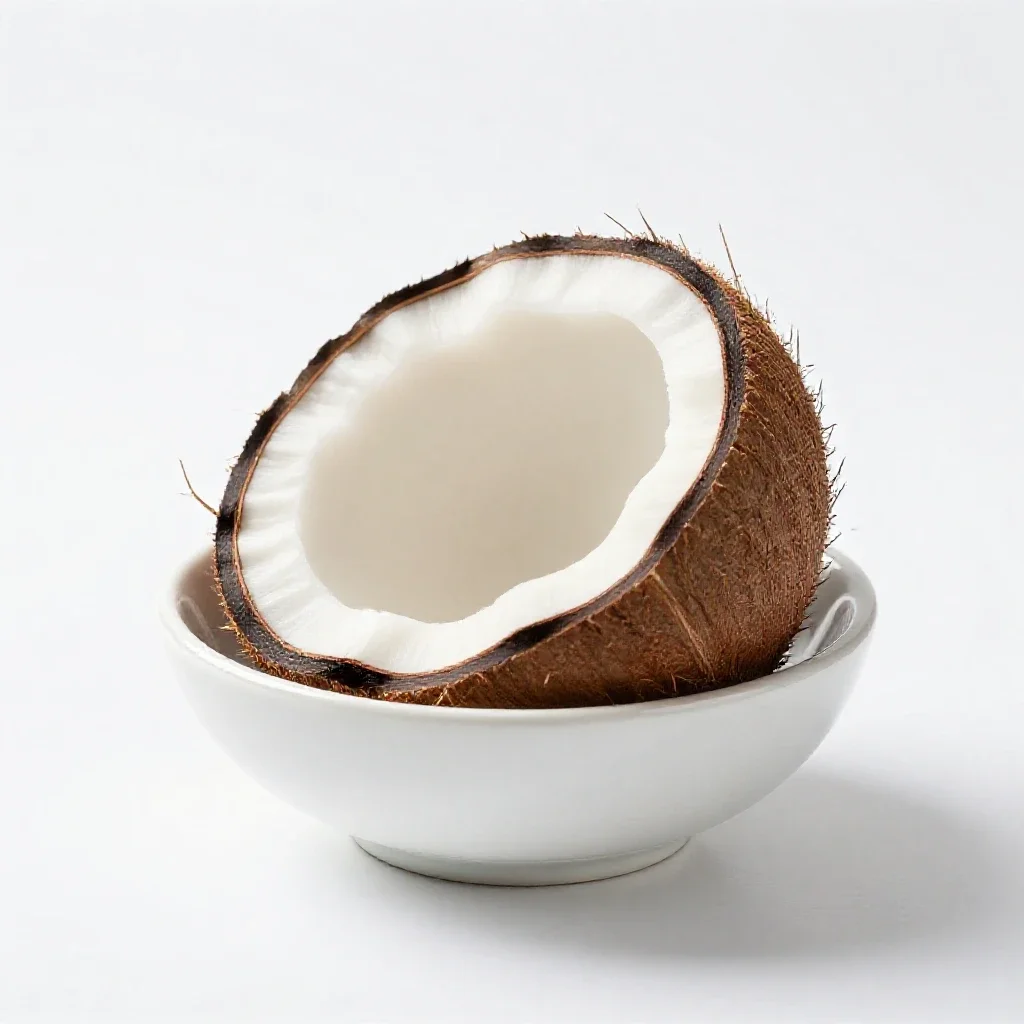 Coconut cracked open isolated on a white background