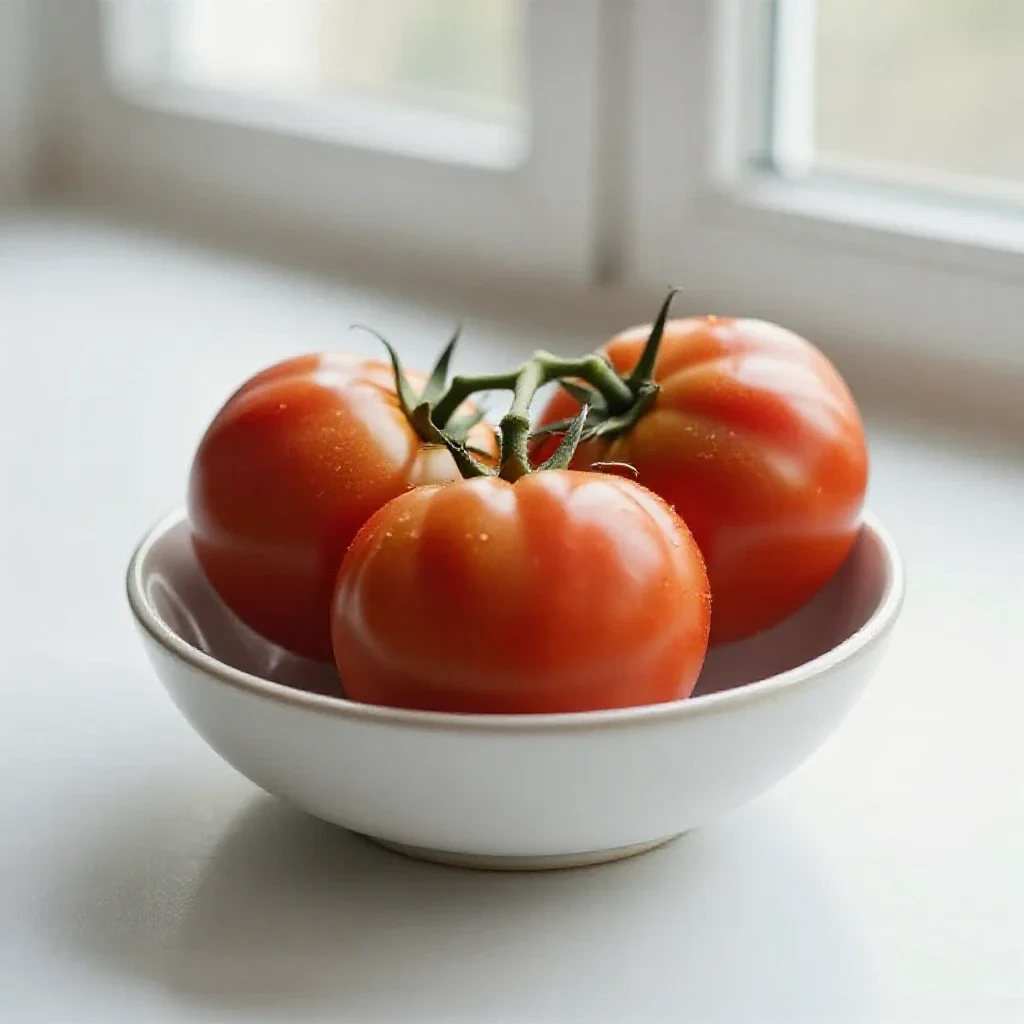 Heirloom tomato on the vine isolated on a white background