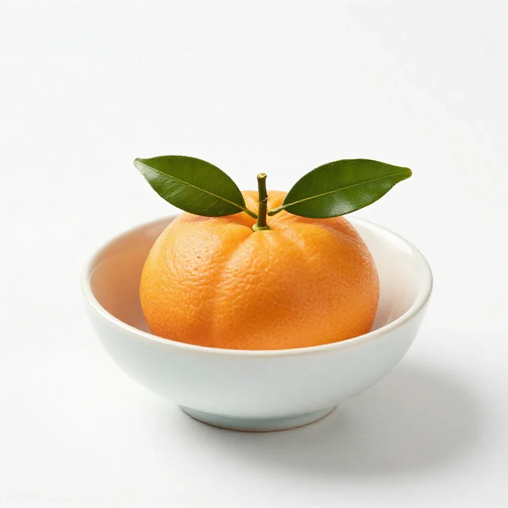 Mandarin with leaves isolated on a white background