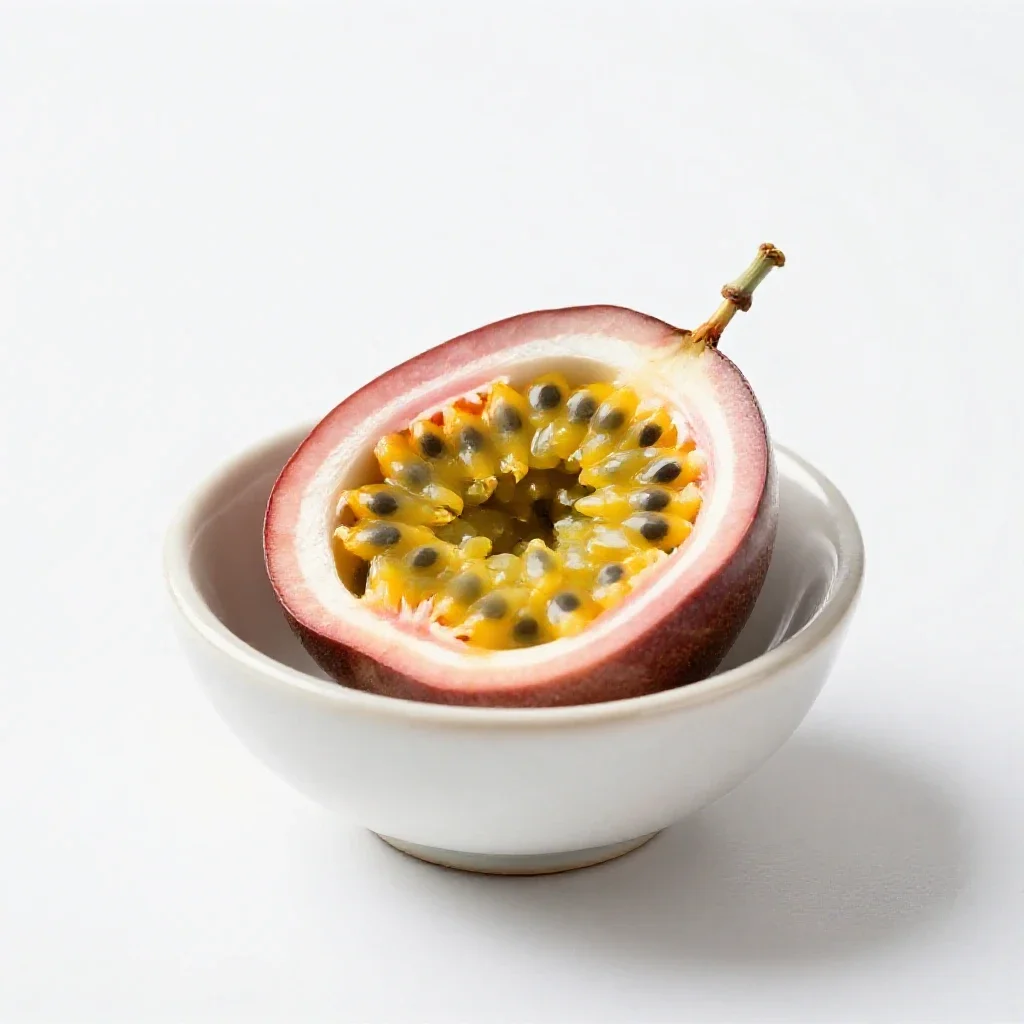 Passionfruit halved isolated on a white background