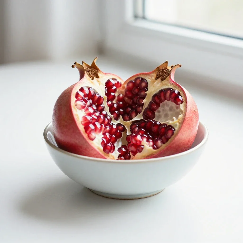 Pomegranate broken open isolated on a white background