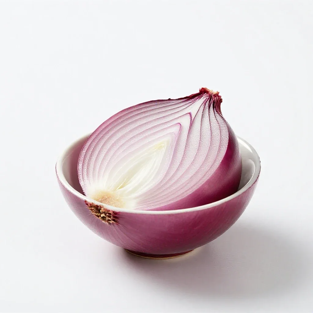 Red onion halved isolated on a white background