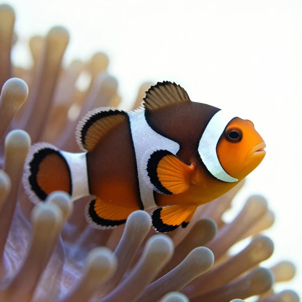 Clownfish in an anemone isolated on a white background