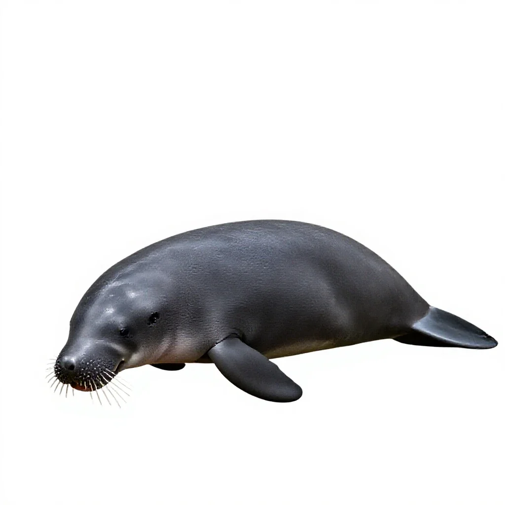 Dugong grazing isolated on a white background
