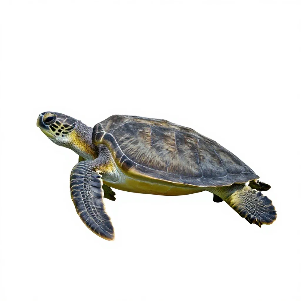 Green sea turtle isolated on a white background