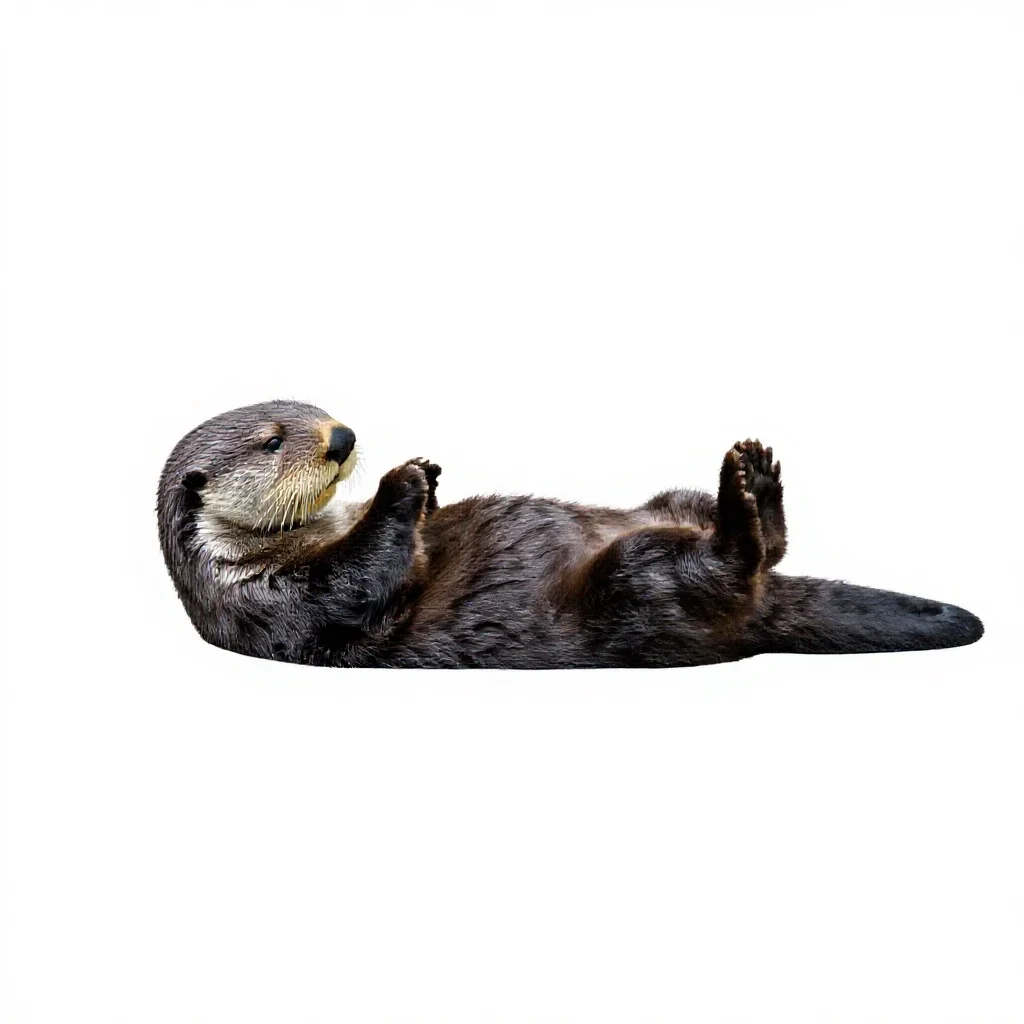 Sea otter floating isolated on a white background