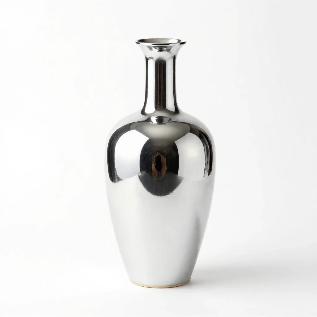 Ceramic vase with a narrow neck isolated on a white background