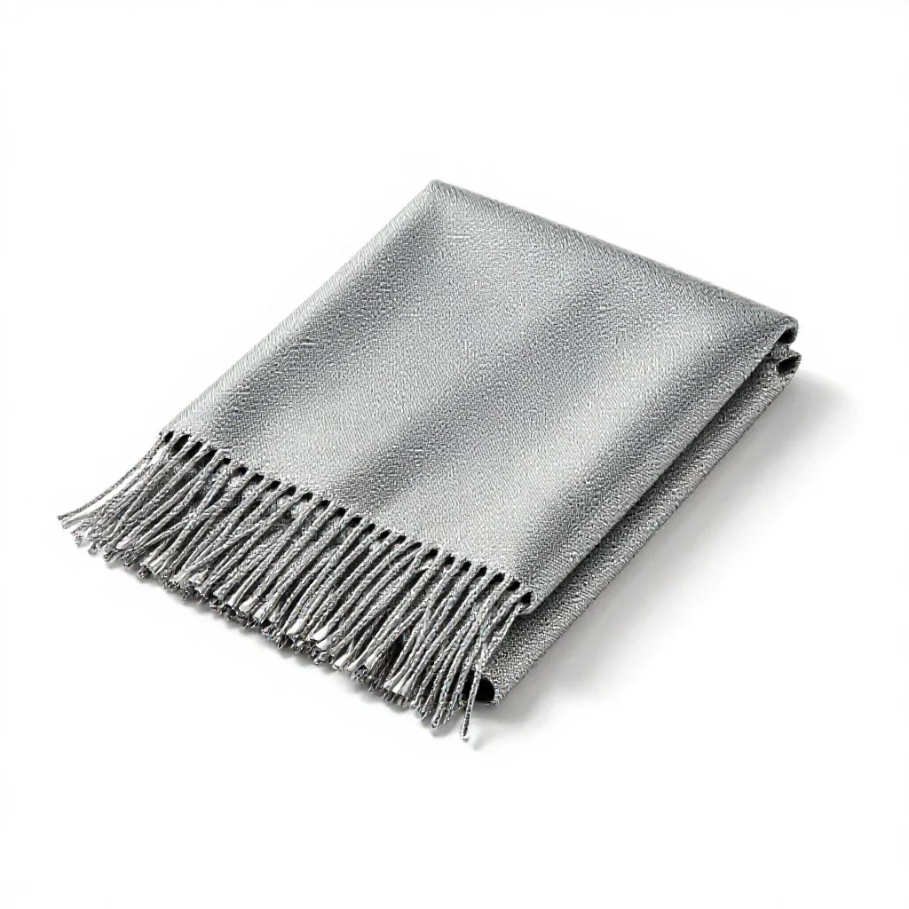 Folded wool throw with fringe isolated on a white background