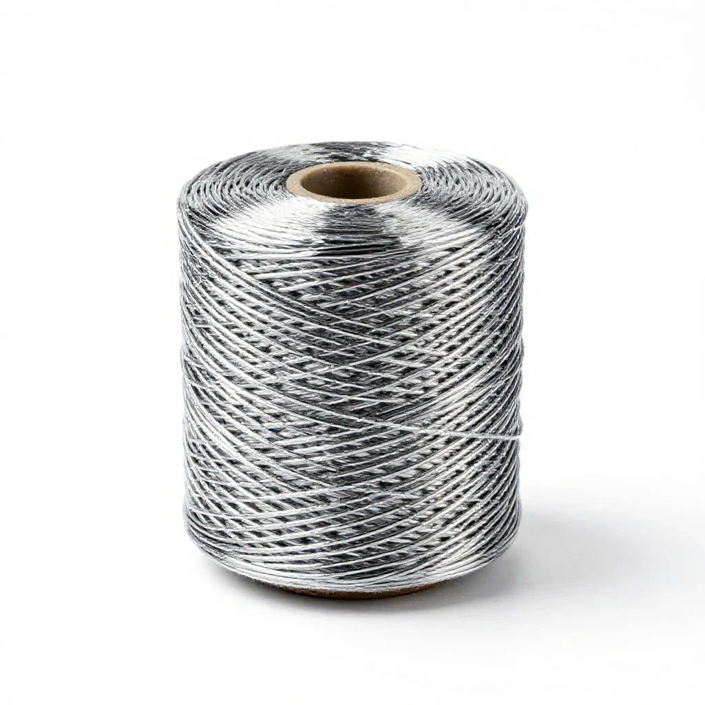 Spool of natural twine isolated on a white background