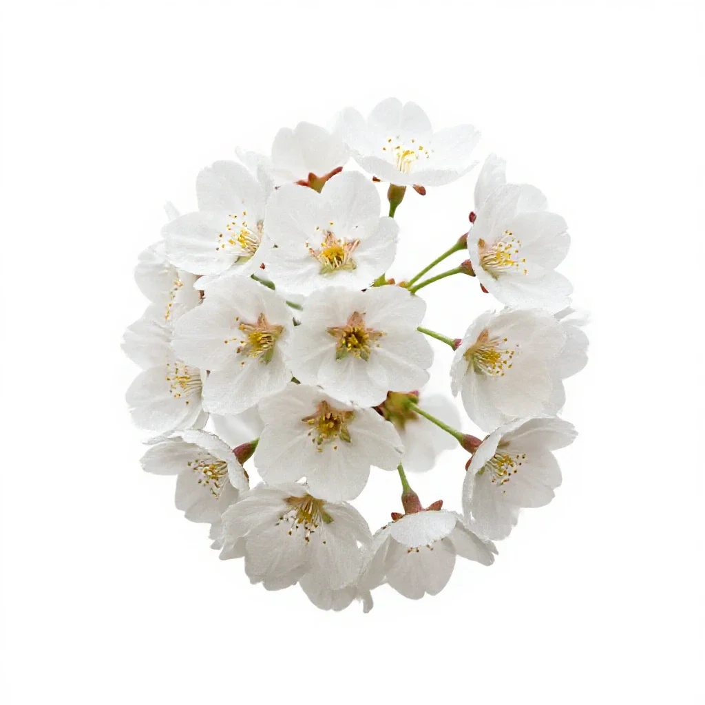 Cherry tree in blossom isolated on a white background
