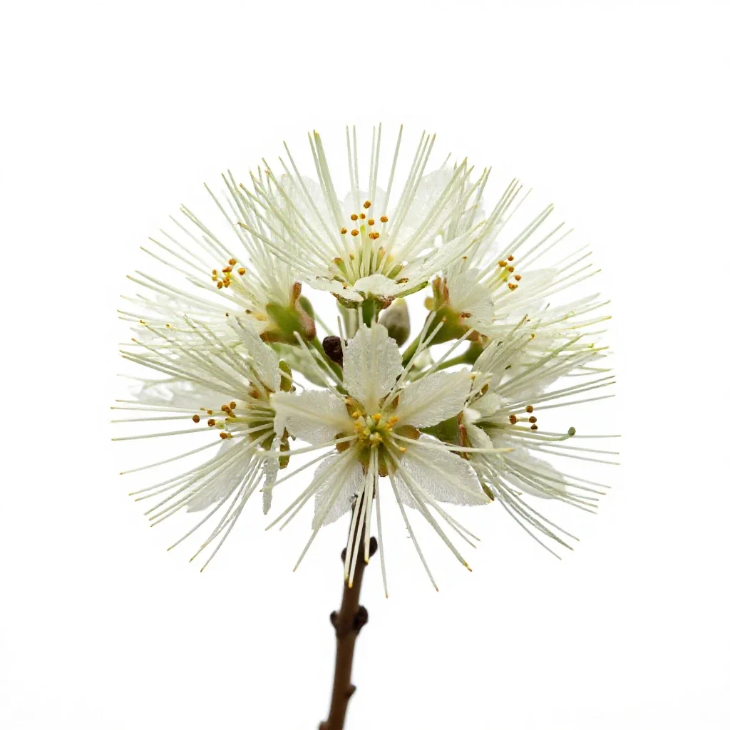 Pohutukawa in flower isolated on a white background