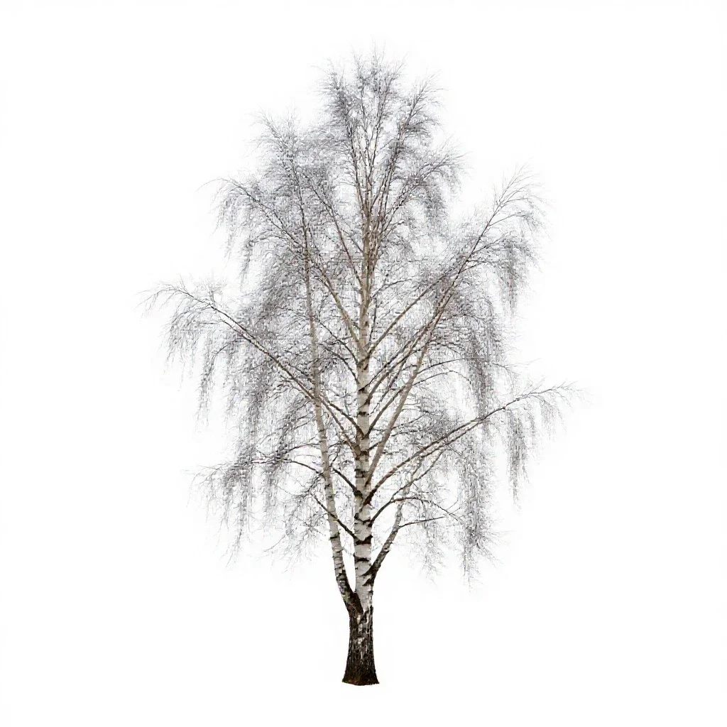 Silver birch stand isolated on a white background