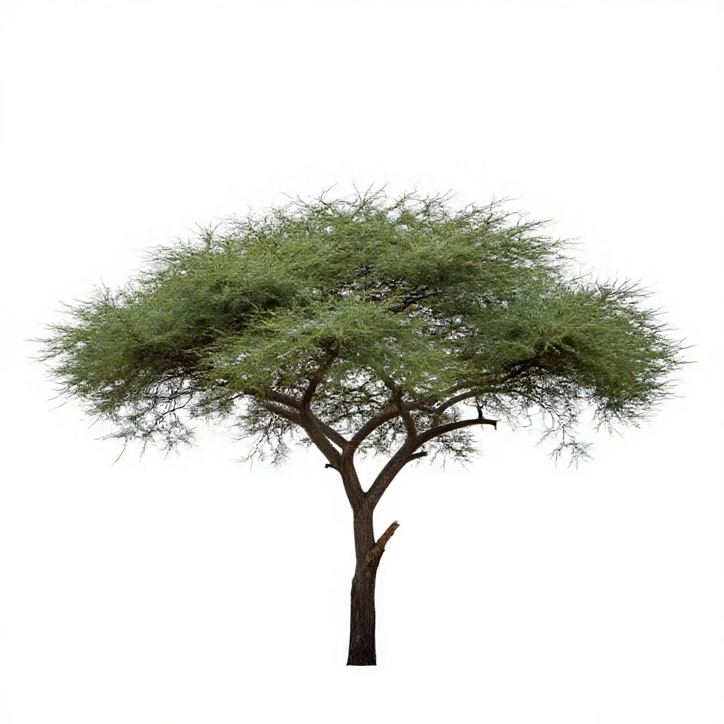 Acacia on savannah isolated on a white background