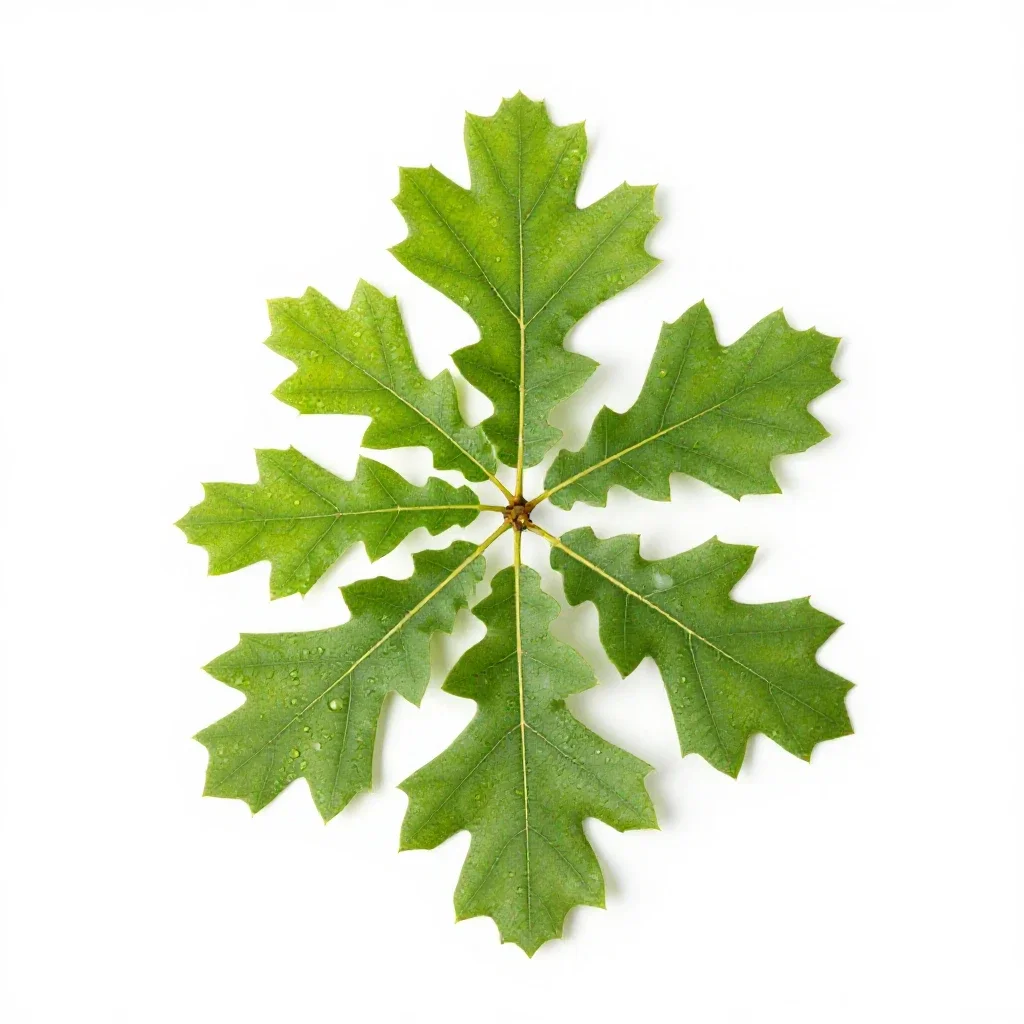 English oak in full leaf isolated on a white background