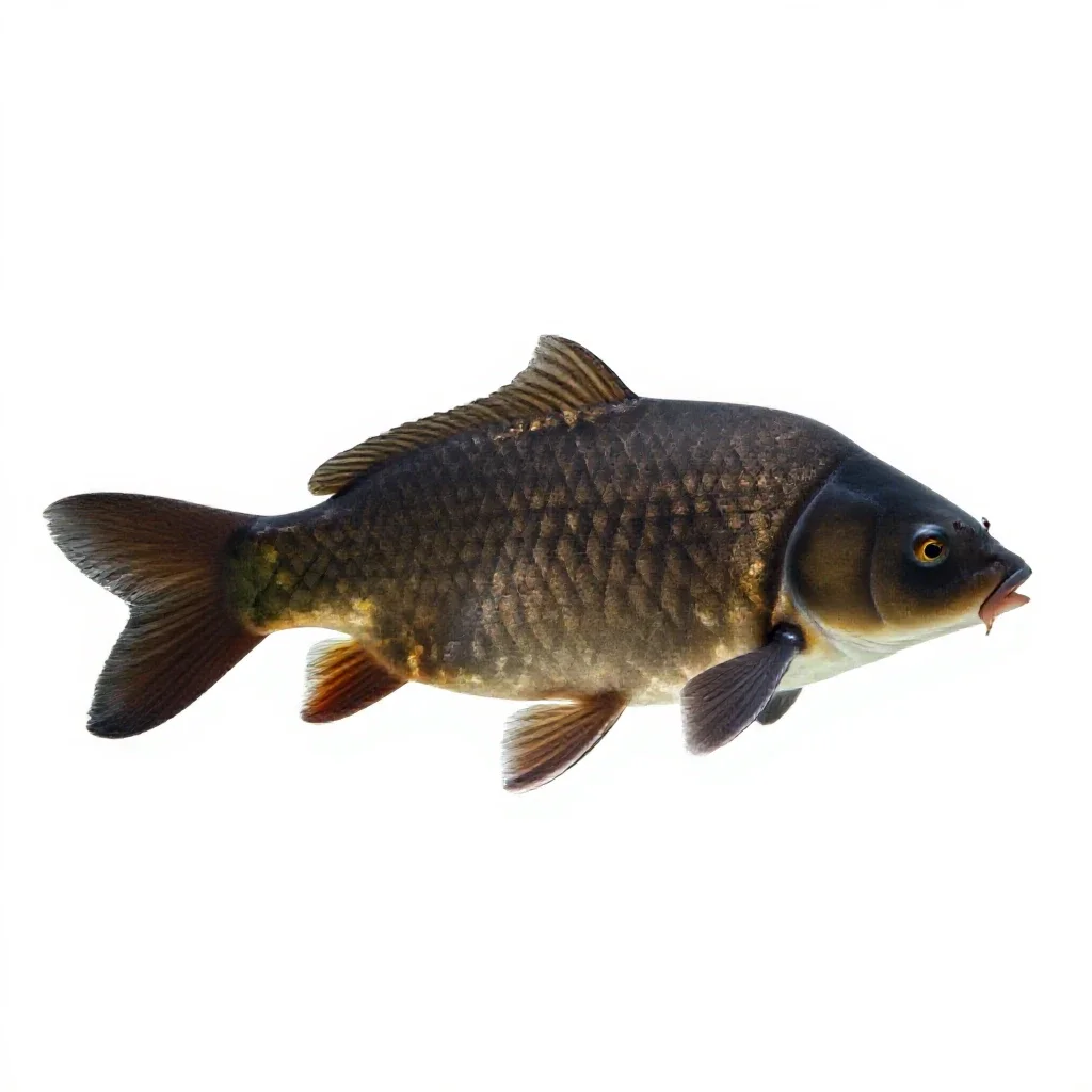 Domestic carp isolated on a white background