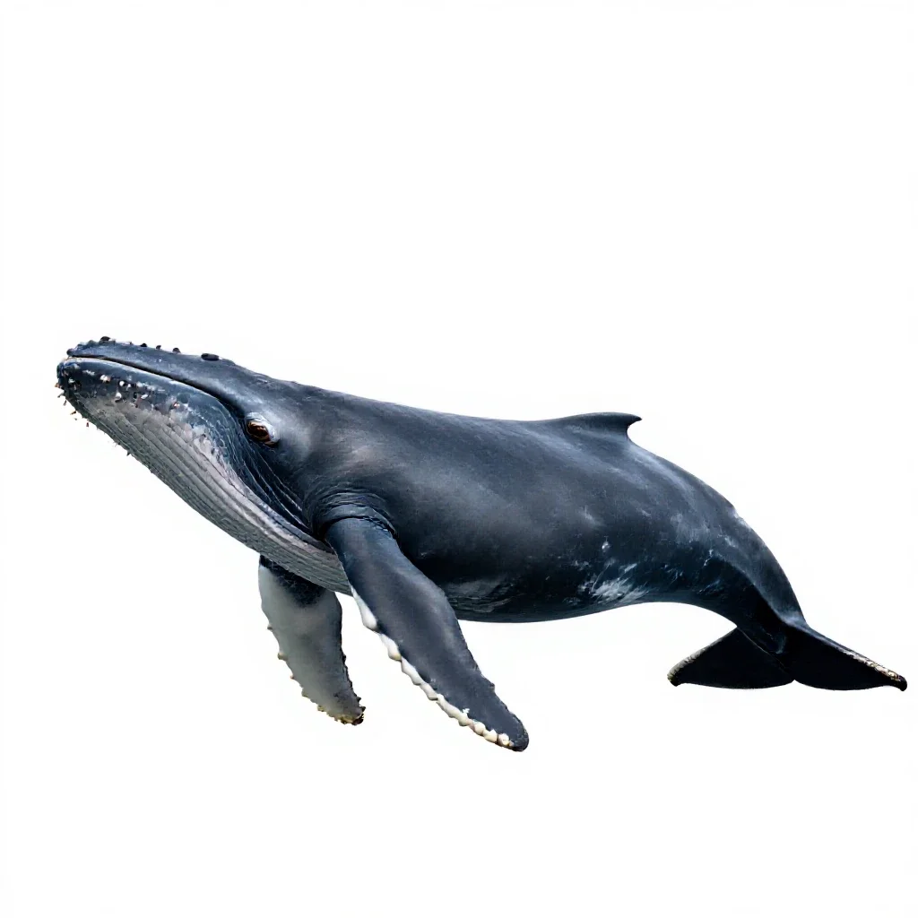 Baleen whale isolated on a white background