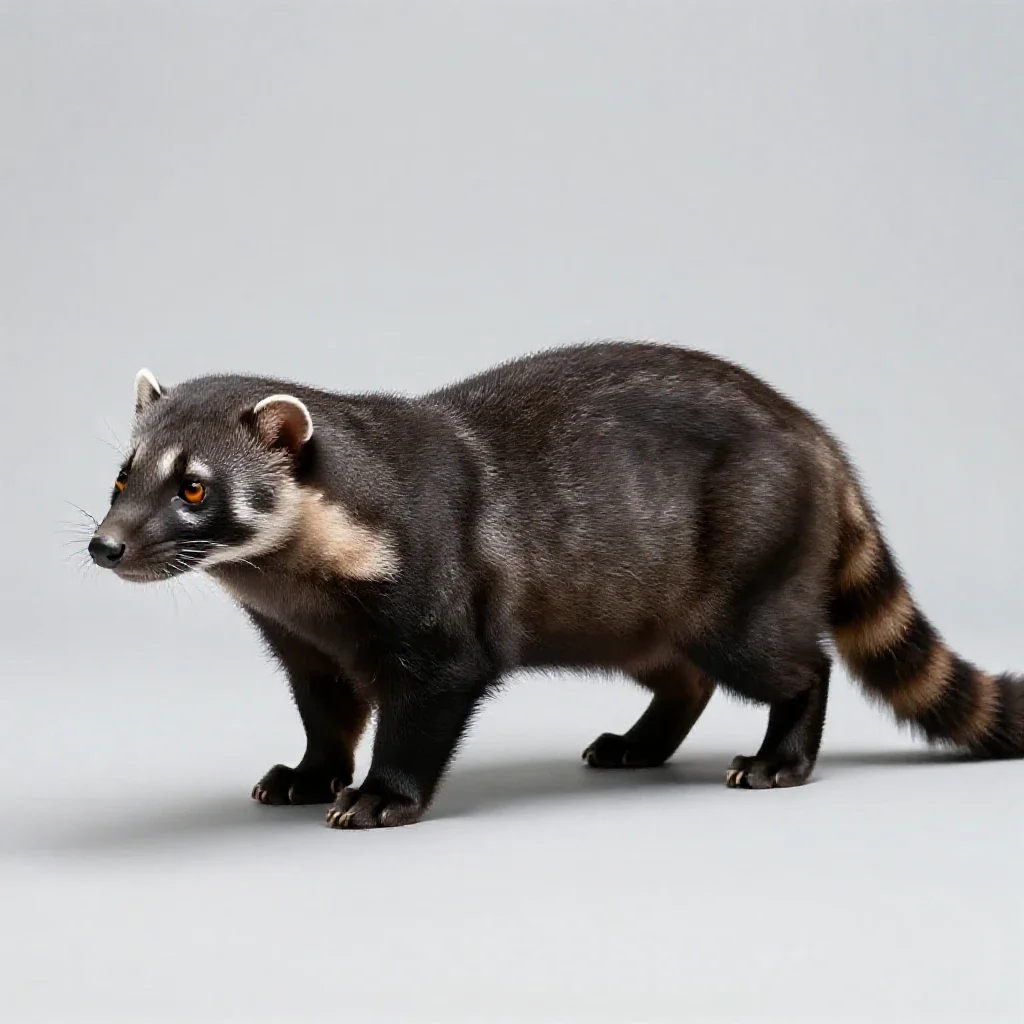 Banded palm civet isolated on a white background