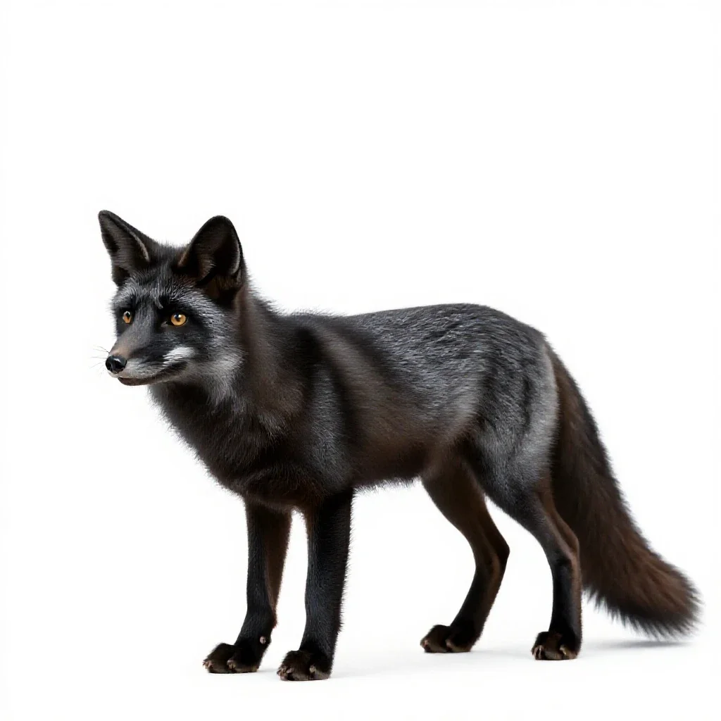 Black fox isolated on a white background