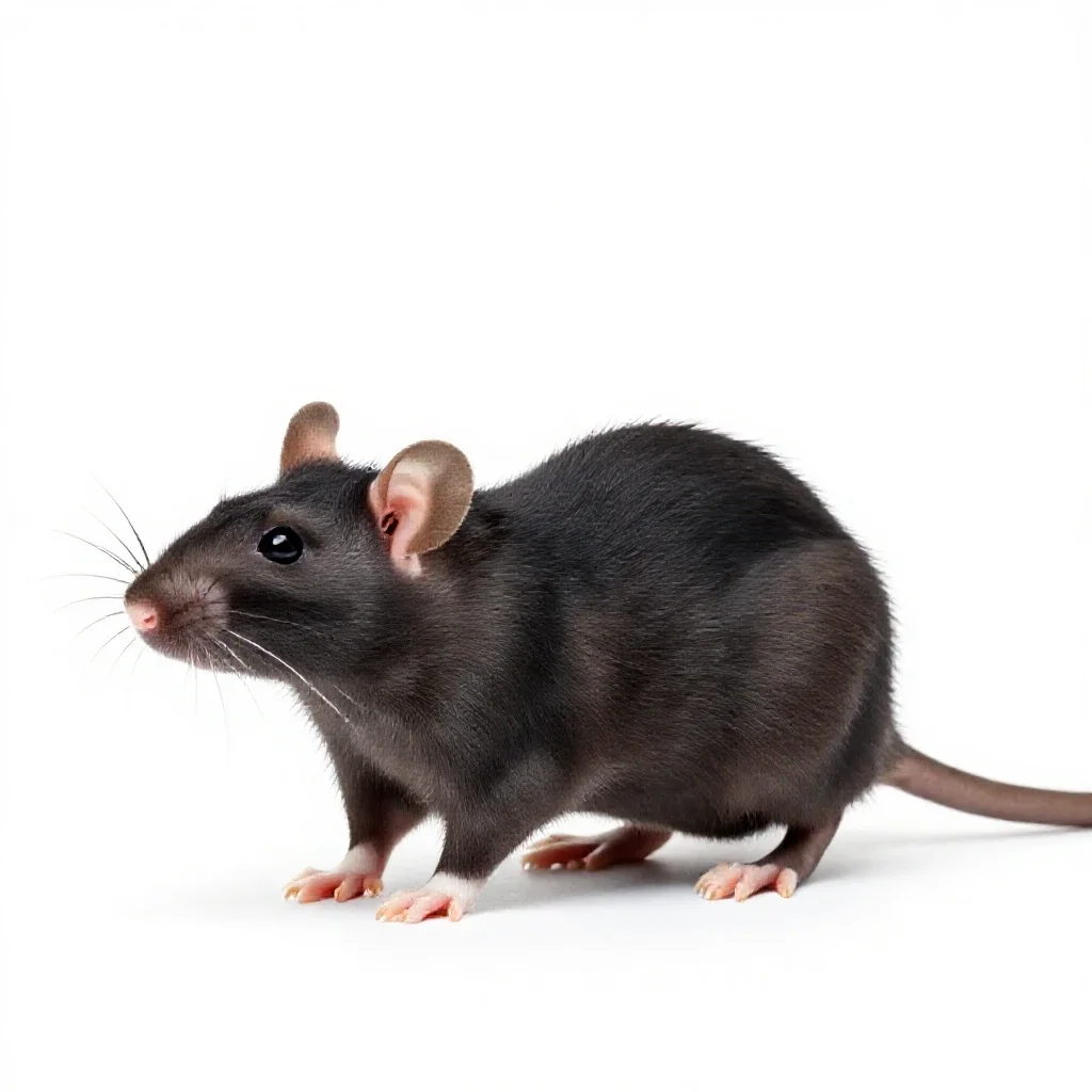 Black rat isolated on a white background