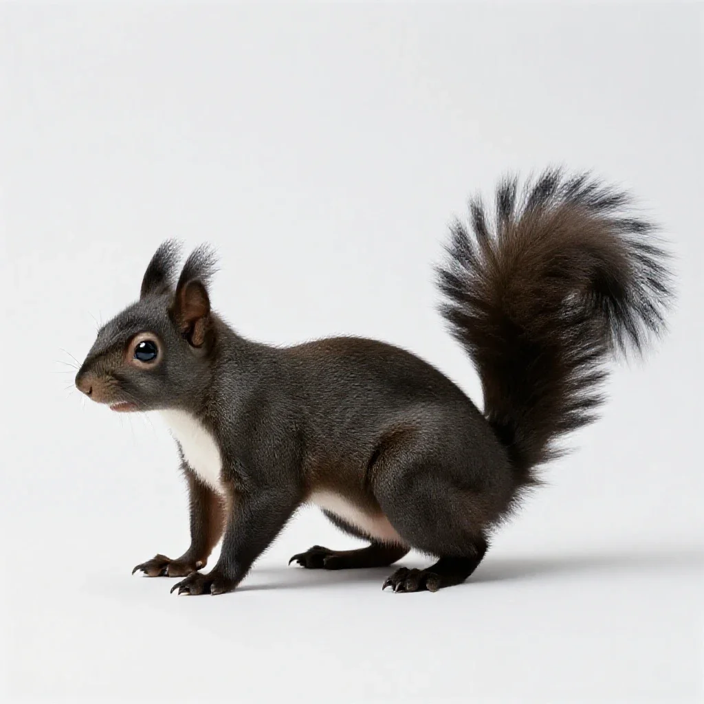 Black squirrel isolated on a white background