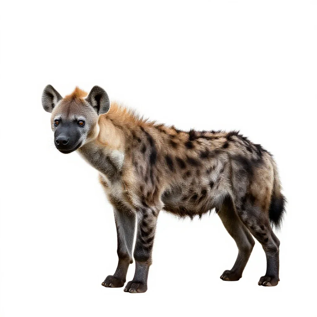 Brown hyena isolated on a white background