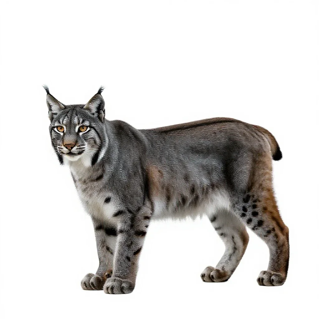 Common lynx isolated on a white background