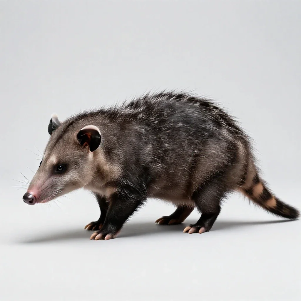 Common opossum isolated on a white background