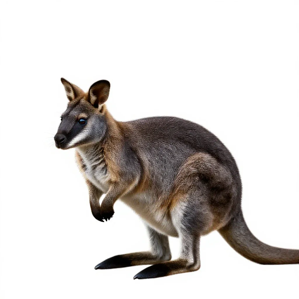 Common wallaby isolated on a white background