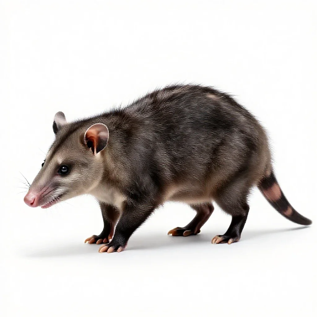 Crab-eating opossum isolated on a white background