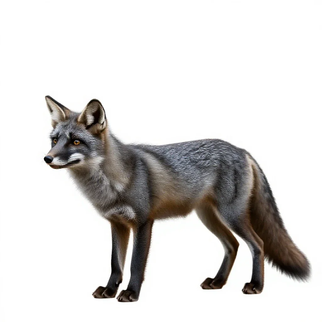 Grey fox isolated on a white background