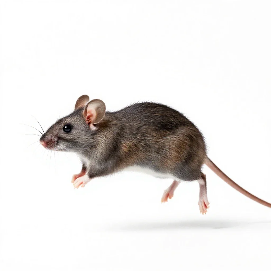 Jumping mouse isolated on a white background