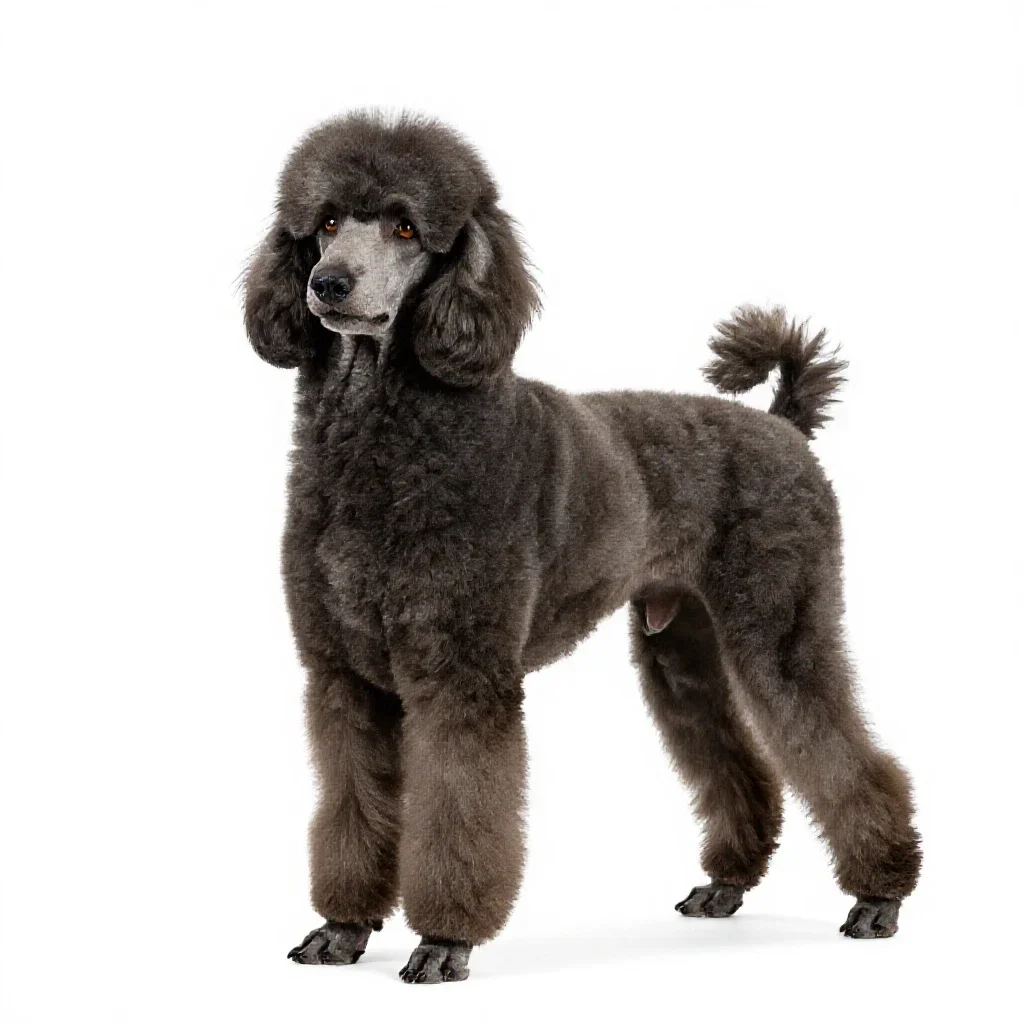 Large poodle isolated on a white background