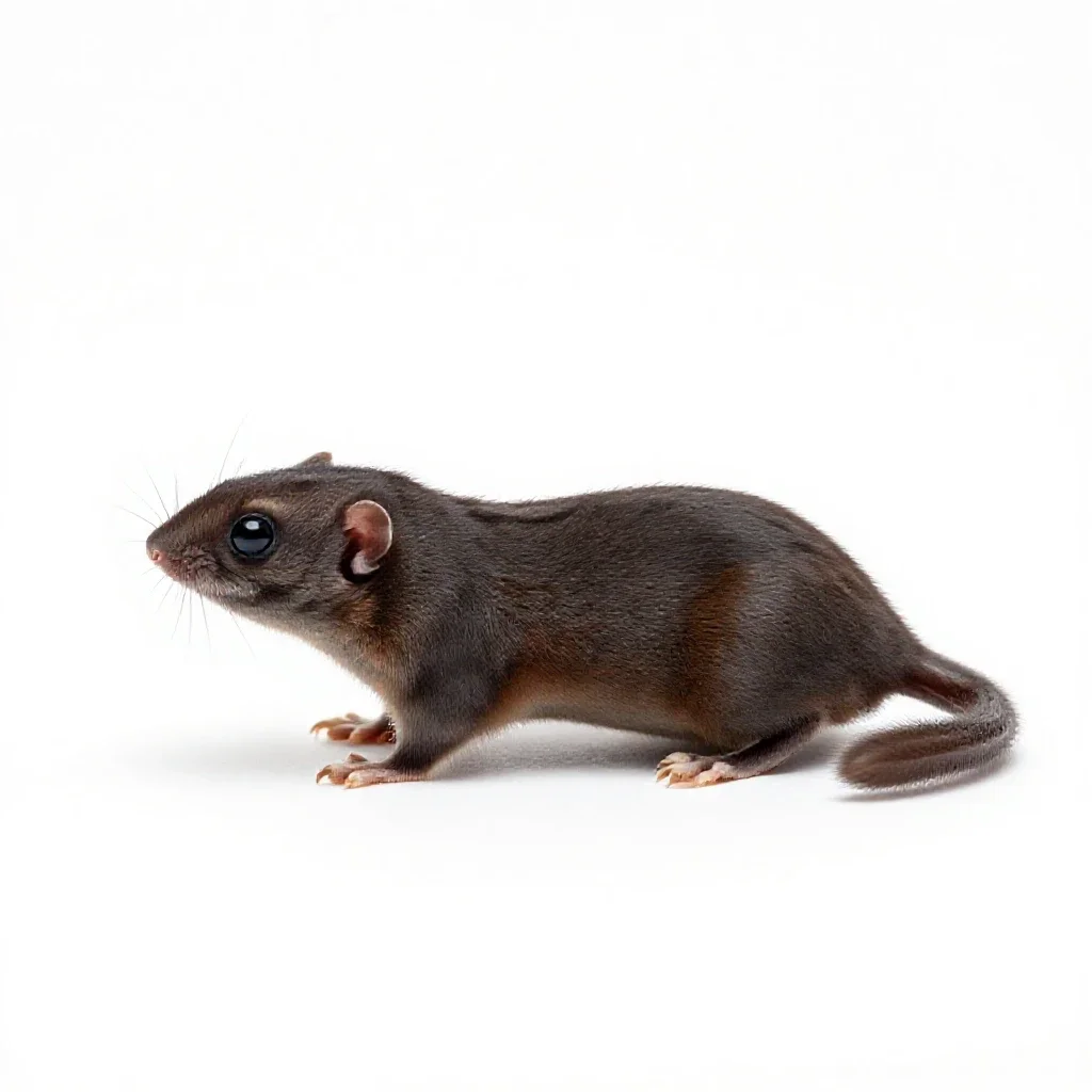 Least shrew isolated on a white background