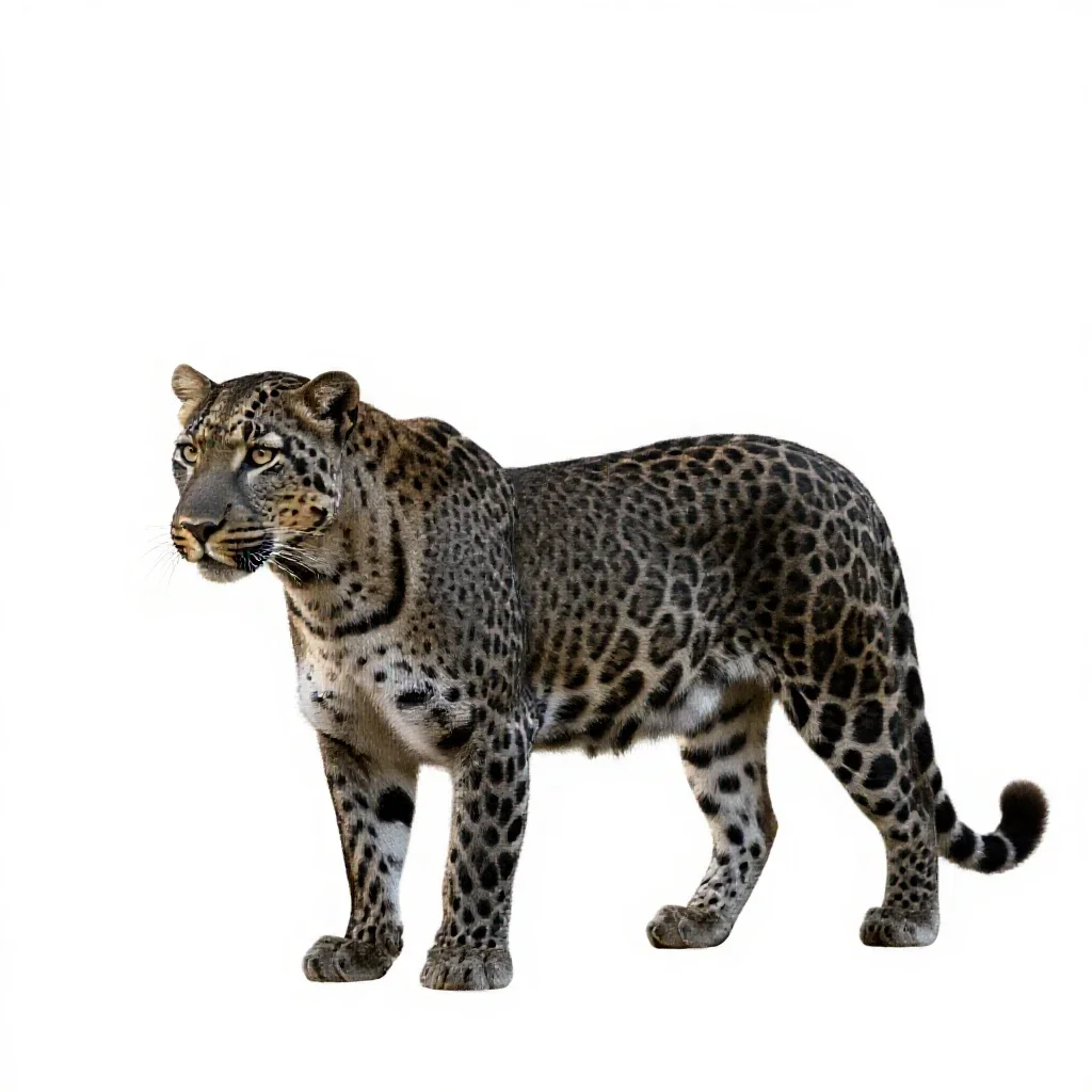 Leopardess isolated on a white background