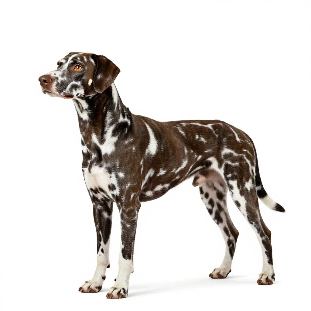 Liver-spotted dalmatian isolated on a white background