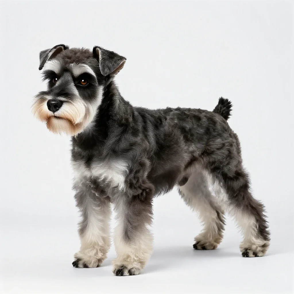 Miniature schnauzer isolated on a white background