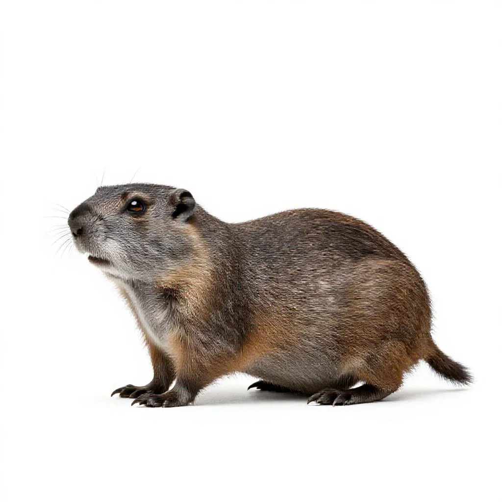 Northern pocket gopher isolated on a white background