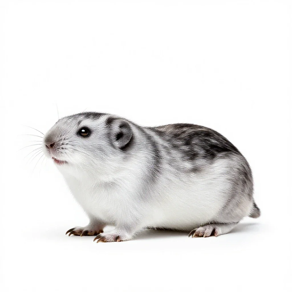 Pied lemming isolated on a white background