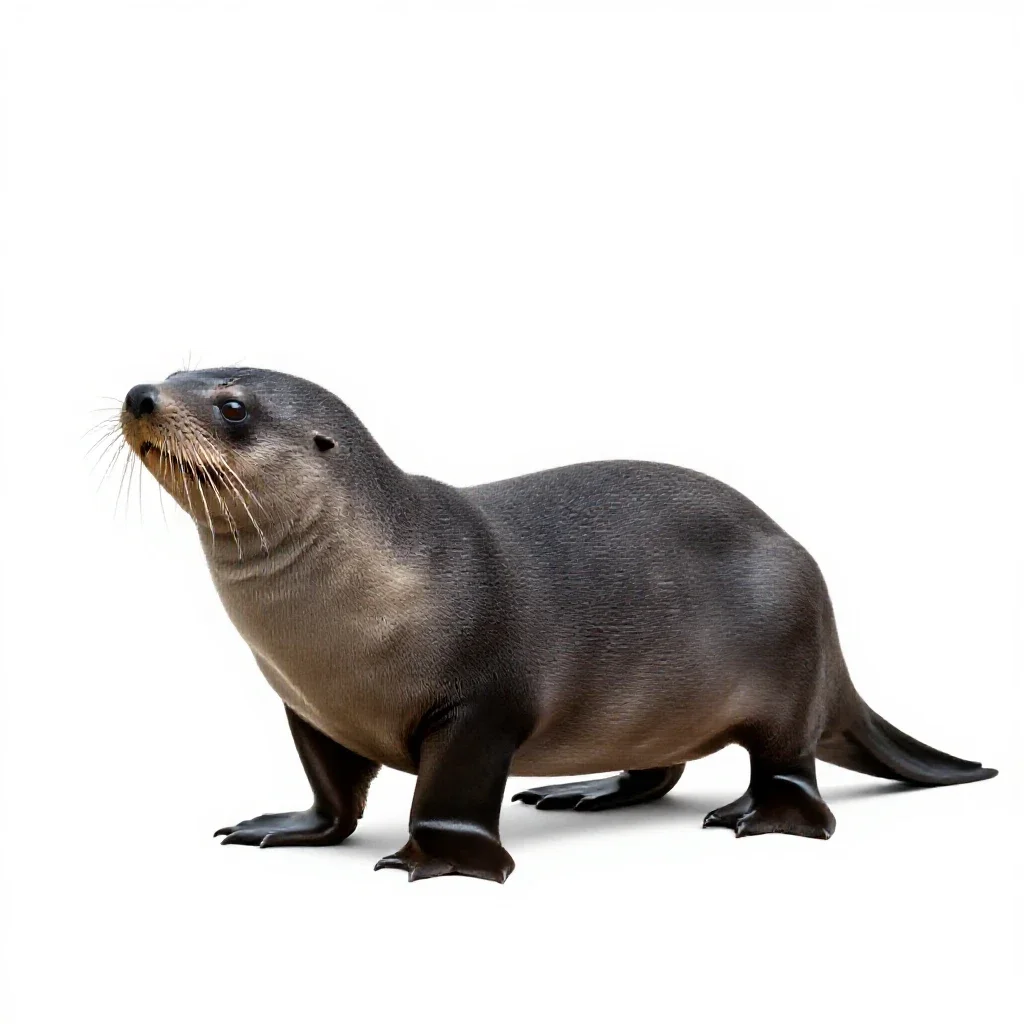 Pinniped mammal isolated on a white background