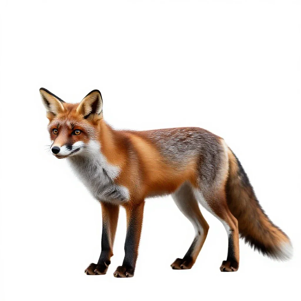 Red fox isolated on a white background