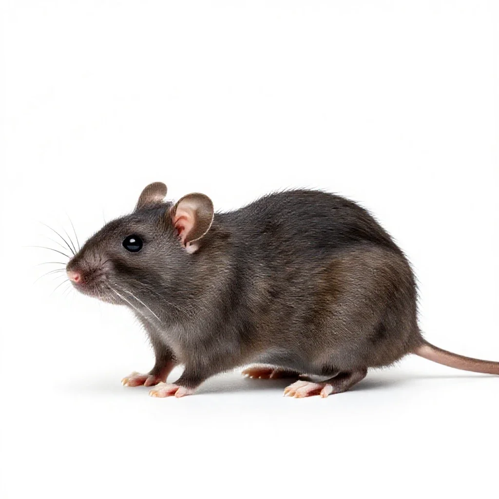 Rice rat isolated on a white background