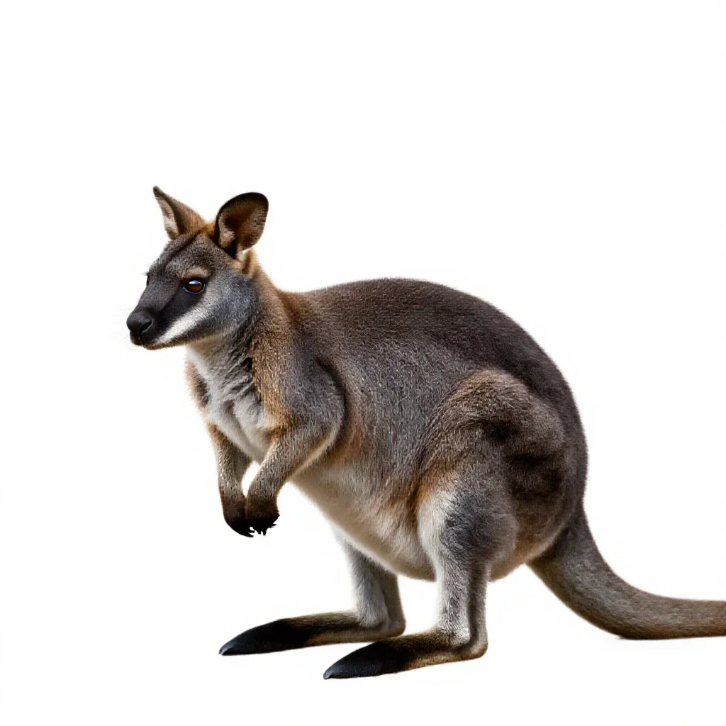 Rock wallaby isolated on a white background