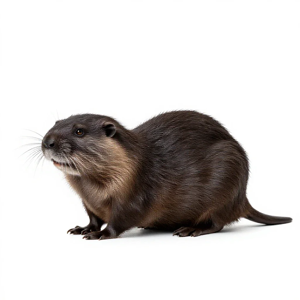 Round-tailed muskrat isolated on a white background