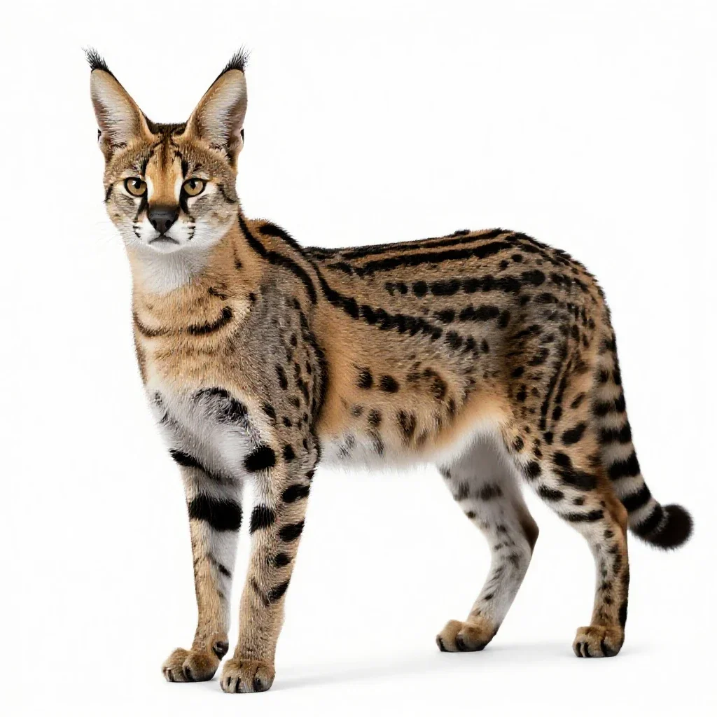 Serval isolated on a white background