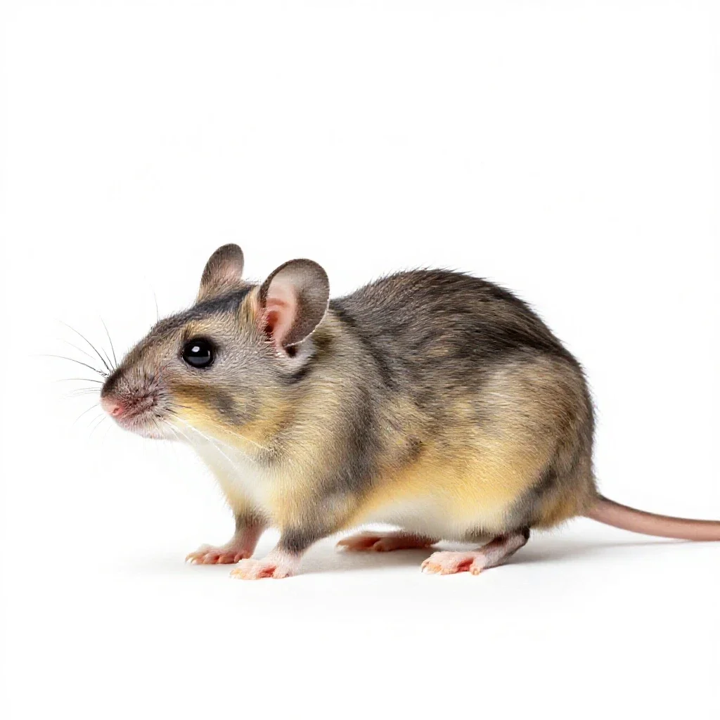 Silky pocket mouse isolated on a white background