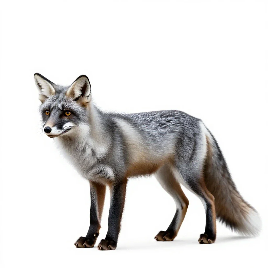 Silver fox isolated on a white background