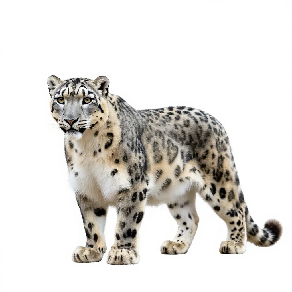 Snow leopard isolated on a white background